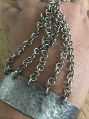 SOLID STERLING SILVER HANDMADE HAND CHAIN PANJA BRACELET